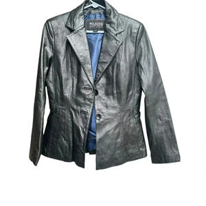 Wilsons Pelle Studio Leather Jacket Women's Size S Black 2 Button Tapered Waist